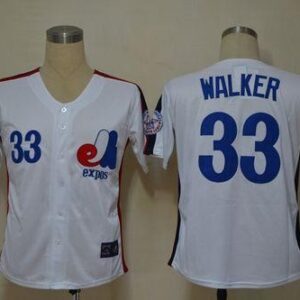 MLB Expos 33 Larry Walker White Mitchell and Ness Throwback Men Jersey
