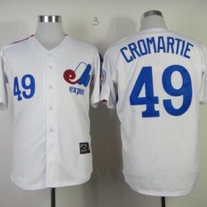 MLB Expos 49 Warren Cromartie White Mitchell and Ness Throwback Men Jersey