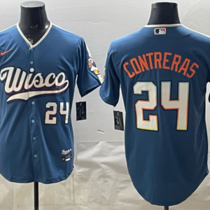 Milwaukee Brewers 24 William Contreras Mineral Blue 2026 City Connect Cool Base Men Jersey