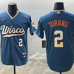 Milwaukee Brewers 2 Brice Turang Mineral Blue 2026 City Connect Cool Base Men Jersey