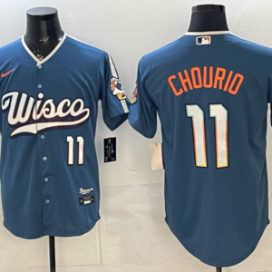 Milwaukee Brewers 11 Jackson Chourio Mineral Blue 2026 City Connect Cool Base Men Jersey