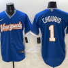 Team Venezuela Brewers 1 Jackson Chourio Blue 2026 World Cup Cool Base Men Jersey
