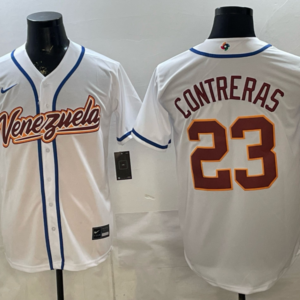 Team Venezuela Brewers 23 William Contreras White 2026 World Cup Cool Base Men Jersey