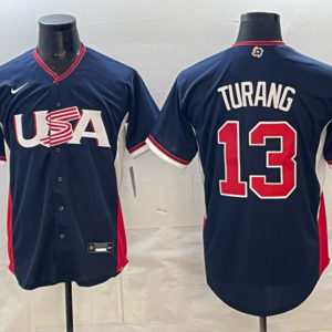 Team USA Milwaukee Brewers 13 Turang Navy 2026 World Cup Cool Base Men Jersey