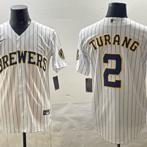 MLB Brewers 2 Turang White Nike Cool Base Men Jersey