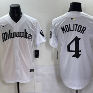 MLB Brewers 4 Molitor New White Nike Cool Base Men Jersey
