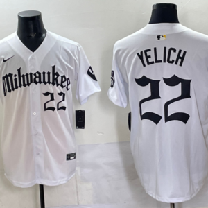 MLB Brewers 22 Christian Yelich New White Nike Cool Base Men Jersey