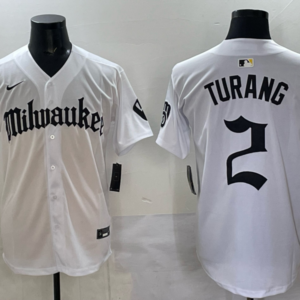 MLB Brewers 2 Turang New White Nike Cool Base Men Jersey