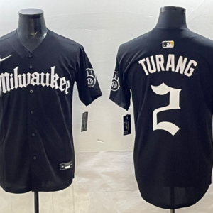 MLB Brewers 2 Turang New Black Nike Cool Base Men Jersey