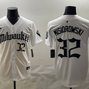 MLB Brewers 32 MISIOROWSKI New White Nike Cool Base Men Jersey