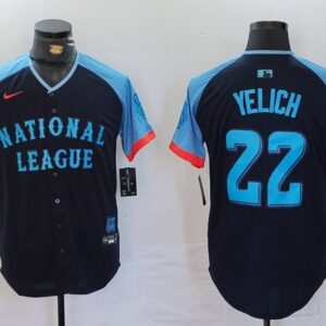 MLB Brewers 22 Christian Yelich Black 2024 All-Star Nike Cool Base Men Jersey