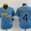 MLB Brewers 4 Paul Molitor Powder Blue City Connect Nike Cool Base Youth Jersey