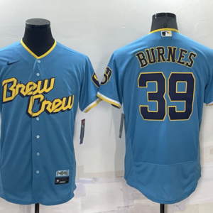 MLB Brewers 39 Corbin Burnes Powder Blue 2021 City Connect Nike Flexbase Men Jersey