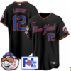 MLB Mets 12 Francisco Lindor Black New Nike Cool Base Men Jersey