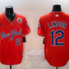 MLB Mets 12 Francisco Lindor Orange Alternate Nike Cool Base Men Jersey
