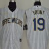 MLB Brewers 19 Robin Yount White Gold Nike Cool Base Sleeveless Men Jersey