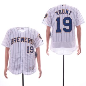 MLB Brewers 19 Robin Yount White Flexbase Men Jersey