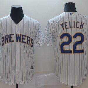 MLB Brewers 22 Christian Yelich White Cool Base Men Jersey