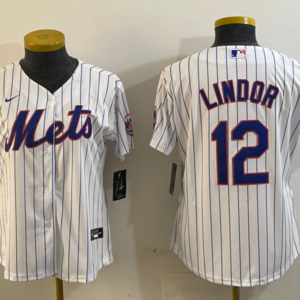 MLB Mets 12 Francisco Lindor White Nike Cool Base Youth Jersey