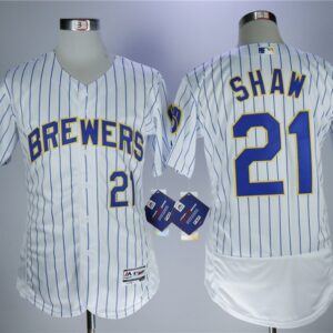 MLB Brewers 21 Travis Shaw White Flexbase Men Jersey