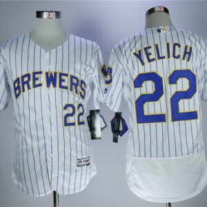 MLB Brewers 22 Christian Yelich White Flexbase Men Jersey