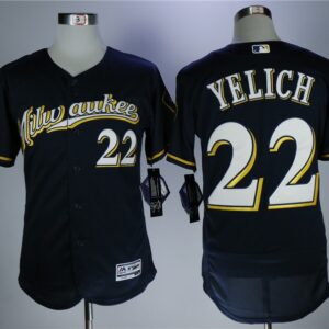 MLB Brewers 22 Christian Yelich Navy Flexbase Men Jersey