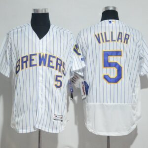 MLB Brewers 5 Jonathan Villar White Flexbase Men Jersey