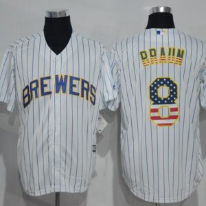 MLB Brewers 8 Ryan Braun White USA Flag Men Jersey