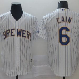 MLB Brewers 6 Lorenzo Cain White Cool Base Men Jersey