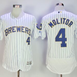 MLB Brewers 4 Paul Molitor White Flexbase Men Jersey
