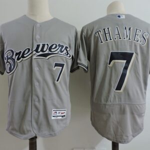 MLB Brewers 7 Eric Thames Gray Flexbase Men Jersey