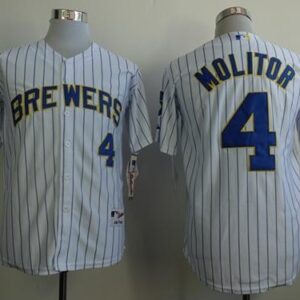 MLB Brewers 4 Paul Molitor White (Blue Strip) Men Jersey