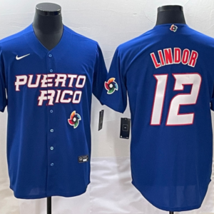MLB Mets 12 Francisco Lindor Blue 2023 World Series Men Jersey