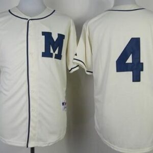 MLB Brewers 4 Paul Molitor Cream 1913 Turn Back The Clock Men Jersey