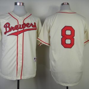 MLB Brewers 8 Ryan Braun White 1948 Turn Back The Clock Men Jersey