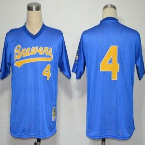 MLB Brewers 4 Paul Molitor Blue 1991 Mitchell and Ness Throwback Men Jersey