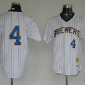 MLB Brewers 4 Paul Molitor White Mitchell and Ness Throwback Men Jersey