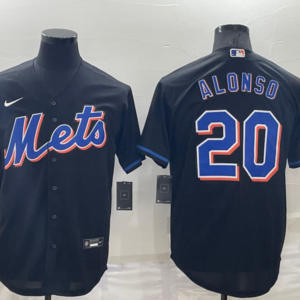 MLB Mets  20 Pete Alonso Black Nike Cool Base Men Jersey