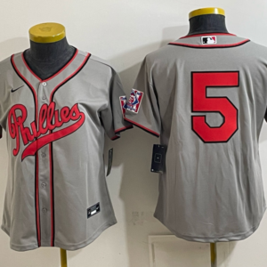 Philadelphia Phillies 5 Grey Women Jersey