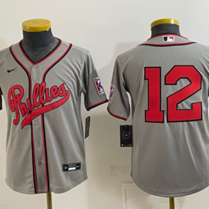 Philadelphia Phillies 12 Grey Youth Jersey