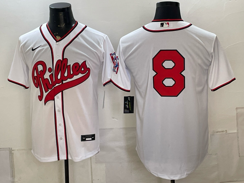 Philadelphia Phillies 8 White Men Jersey