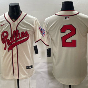 Philadelphia Phillies 2 Cream Men Jersey