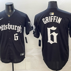 Pittsburgh Pirates 6 Griffin Black Cool Base Men Jersey