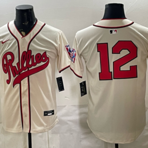 Philadelphia Phillies 12 Cream Men Jersey