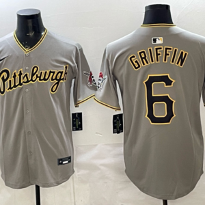 Pittsburgh Pirates 6 Connor Griffin Grey Cool Base Men Jersey