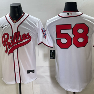 Philadelphia Phillies 58 White Men Jersey