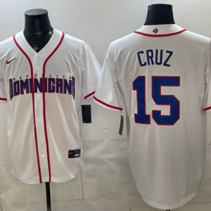 Team Dominican Republic Pirates 15 Oneil Cruz White 2026 World Cup Cool Base Men Jersey
