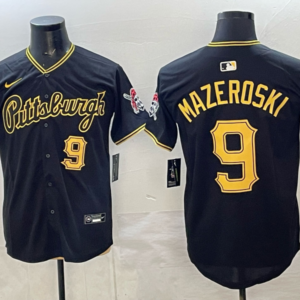 Pittsburgh Pirates 9 Mazeroski Black Cool Base Men Jersey