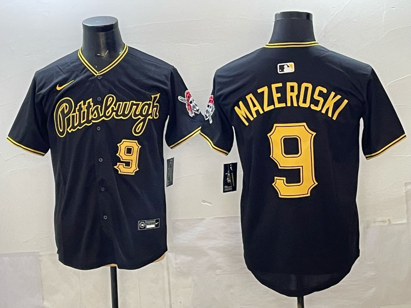 Pittsburgh Pirates 9 Mazeroski Black Cool Base Men Jersey