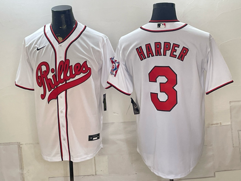 Philadelphia Phillies 3 Harper White Men Jersey (2)